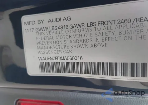 2018 Audi A5 2.0T Premium z USA, uszkodzony, nr VIN WAUENCF5XJA060016